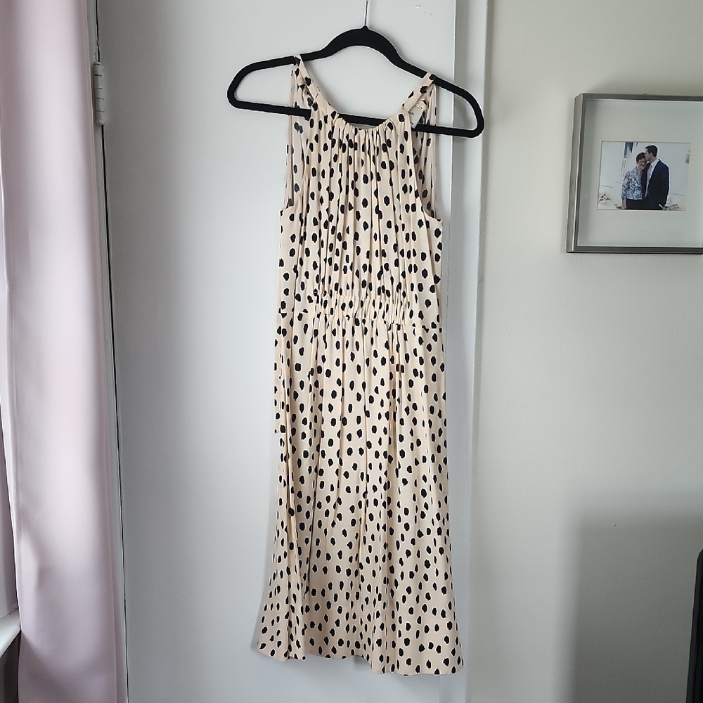 Cream and White Sleeveless Halter Midi Sundress